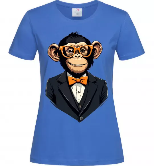 Женская футболка Шимпанзе діловий Ярко-синий фото