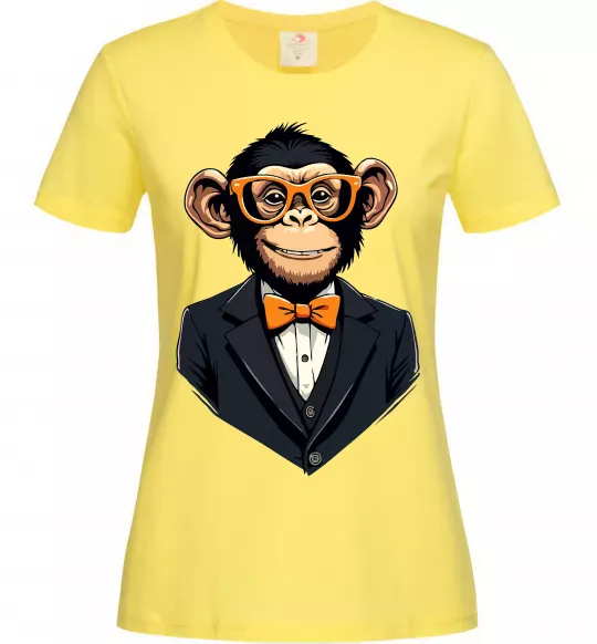 Женская футболка Шимпанзе діловий Лимонный фото