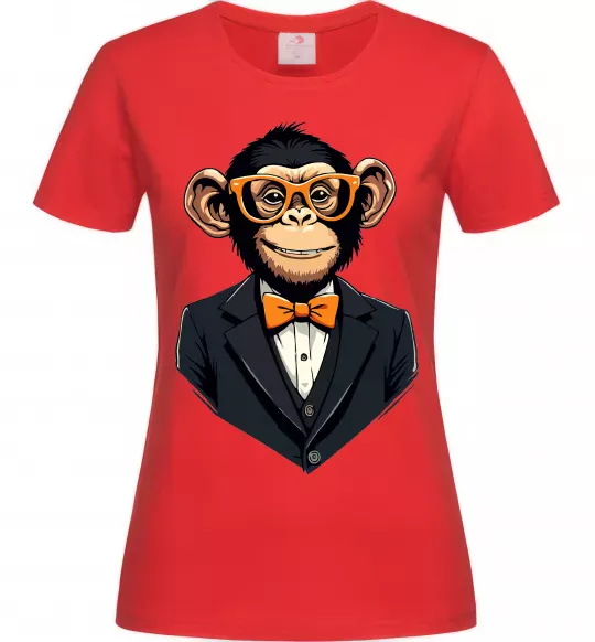 Женская футболка Шимпанзе діловий Красный фото