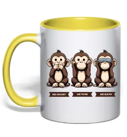 Чашка с цветной ручкой Cool monkey Красный фото