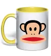 Чашка з кольоровою ручкою Мавпа намальована Сонячно жовтий фото