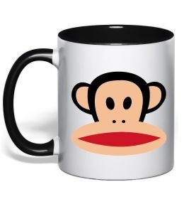 Чашка з кольоровою ручкою Мавпа намальована