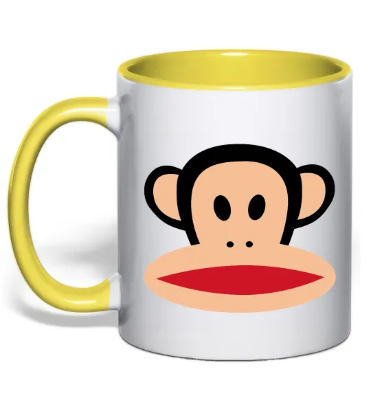 Чашка з кольоровою ручкою Мавпа намальована Лимонний фото