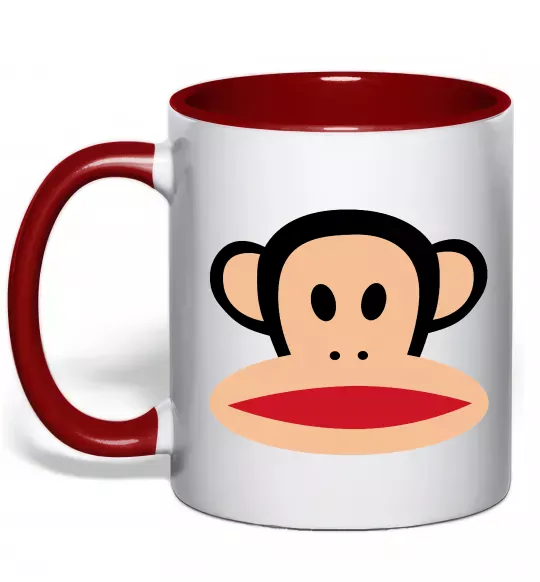 Чашка з кольоровою ручкою Мавпа намальована Червоний фото