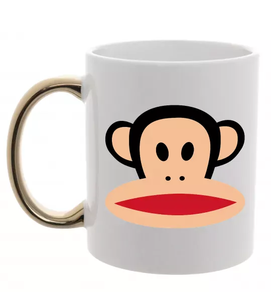 Чашка з кольоровою ручкою Мавпа намальована Золото фото