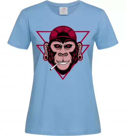 Женская футболка Cool monkey Голубой фото