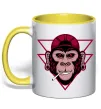 Чашка с цветной ручкой Cool monkey Лимонный фото