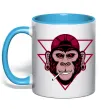 Чашка с цветной ручкой Cool monkey Голубой фото