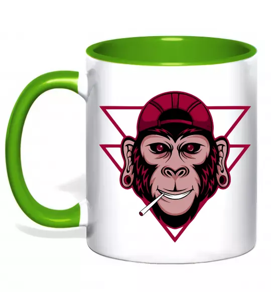 Чашка с цветной ручкой Cool monkey Зеленый фото