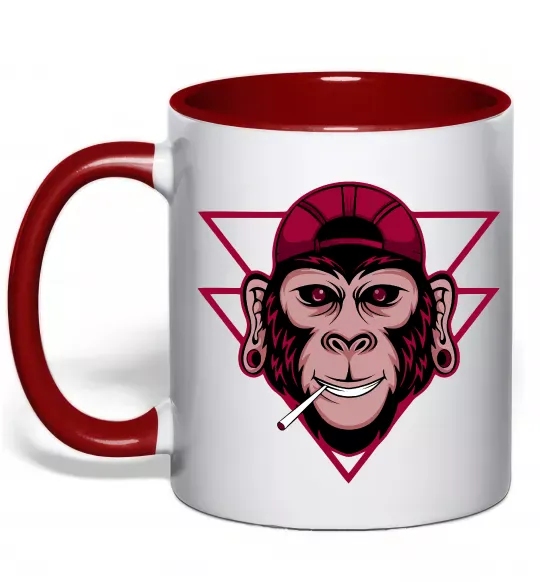 Чашка с цветной ручкой Cool monkey Красный фото