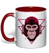 Чашка с цветной ручкой Cool monkey Красный фото