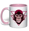 Чашка с цветной ручкой Cool monkey Нежно розовый фото