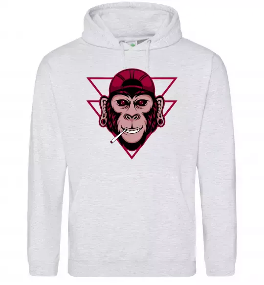 Женская толстовка (худи) Cool monkey Серый меланж фото