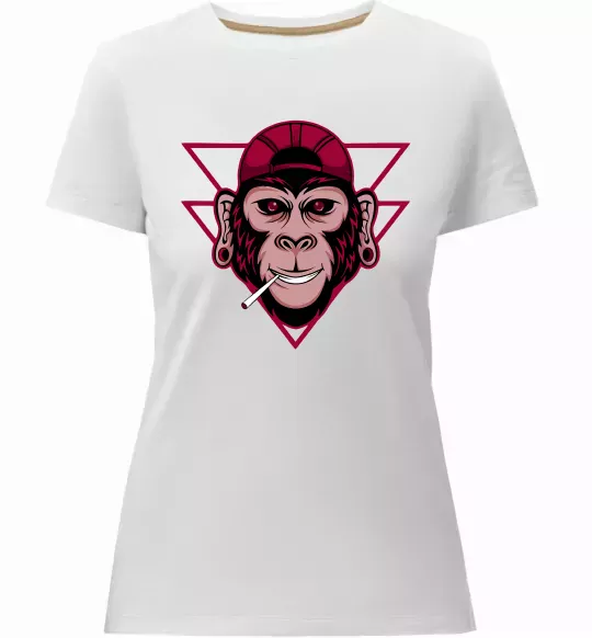 Жіноча преміум футболка Cool monkey Білий фото