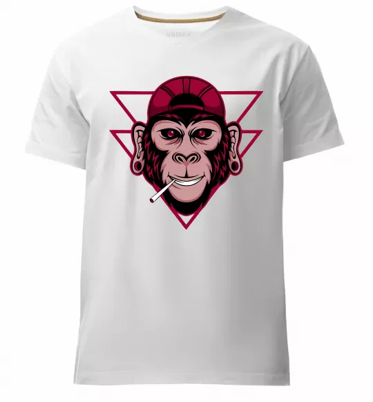 Мужская премиум футболка Cool monkey Белый фото