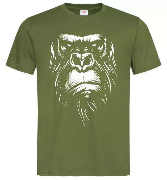 Мужская футболка Горила морда Оливковый фото