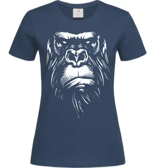 Женская футболка Горила морда Темно-синий фото