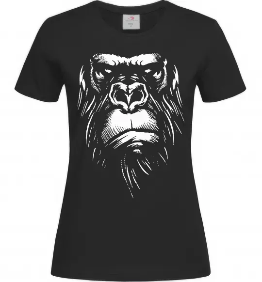 Женская футболка Горила морда Черный фото