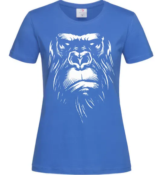 Женская футболка Горила морда Ярко-синий фото