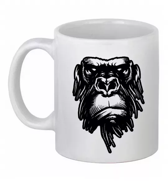 Чашка керамическая Горила морда Белый фото