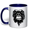 Чашка с цветной ручкой Горила морда Глубокий темно-синий фото