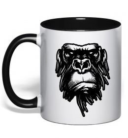 Чашка з кольоровою ручкою Горила морда