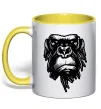 Чашка с цветной ручкой Горила морда Лимонный фото