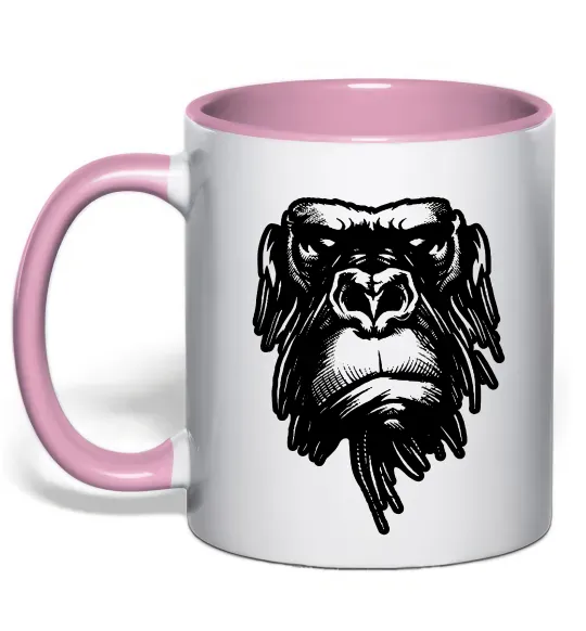 Чашка с цветной ручкой Горила морда Нежно розовый фото