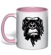 Чашка с цветной ручкой Горила морда Нежно розовый фото