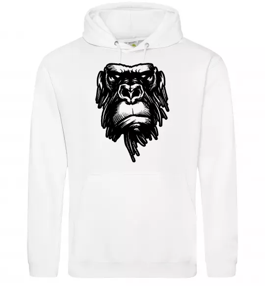 Чоловіча толстовка (худі) Горила морда Білий фото