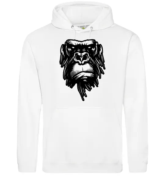 Жіноча толстовка (худі) Горила морда Білий фото