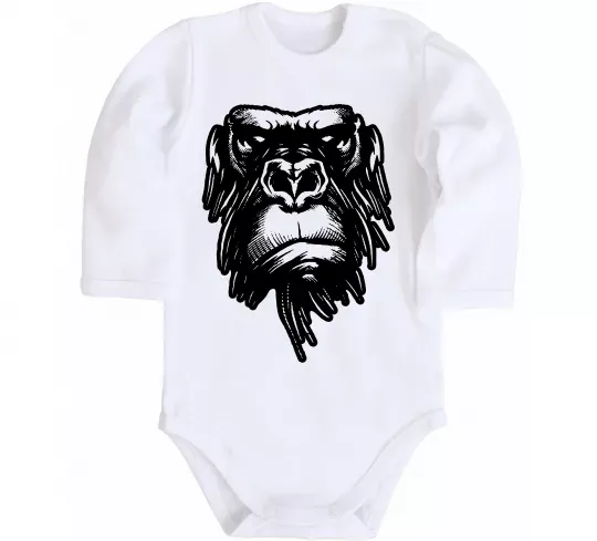 Дитячий бодік Горила морда Білий фото