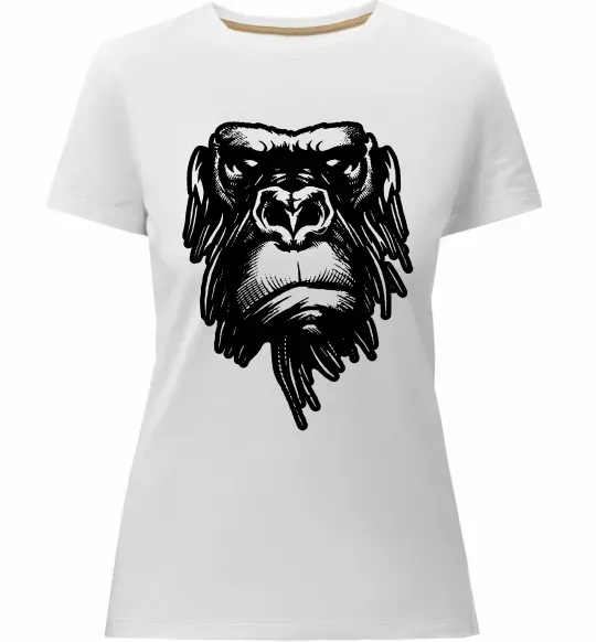 Женская премиум футболка Горила морда Белый фото