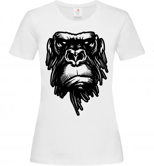 Женская футболка Горила морда Белый фото