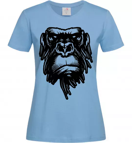 Женская футболка Горила морда Голубой фото