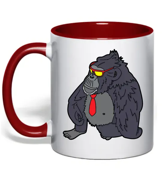 Чашка с цветной ручкой Горила в окулярах Красный фото