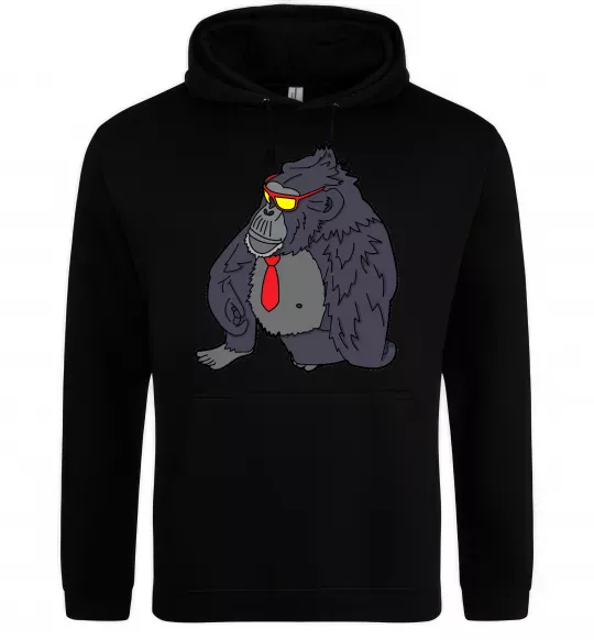 Мужская толстовка (худи) Горила в окулярах Черный фото