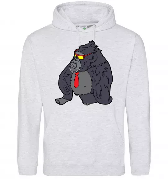 Мужская толстовка (худи) Горила в окулярах Серый меланж фото