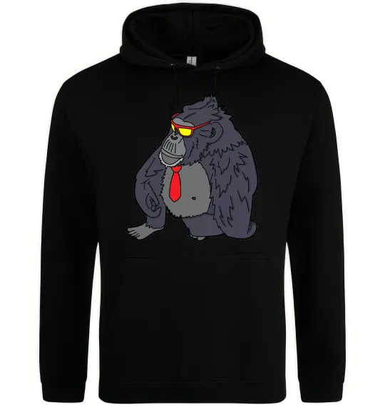 Женская толстовка (худи) Горила в окулярах Черный фото