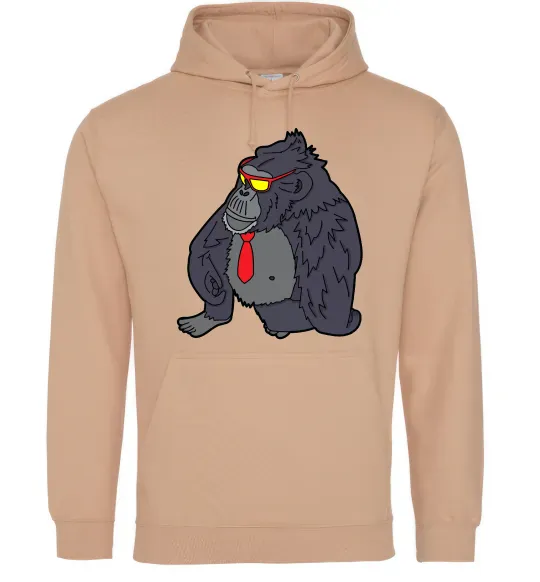 Женская толстовка (худи) Горила в окулярах Песочный фото