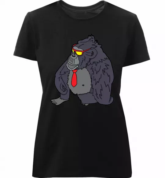 Женская премиум футболка Горила в окулярах Черный фото
