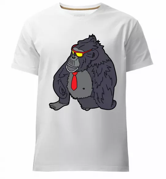 Мужская премиум футболка Горила в окулярах Белый фото