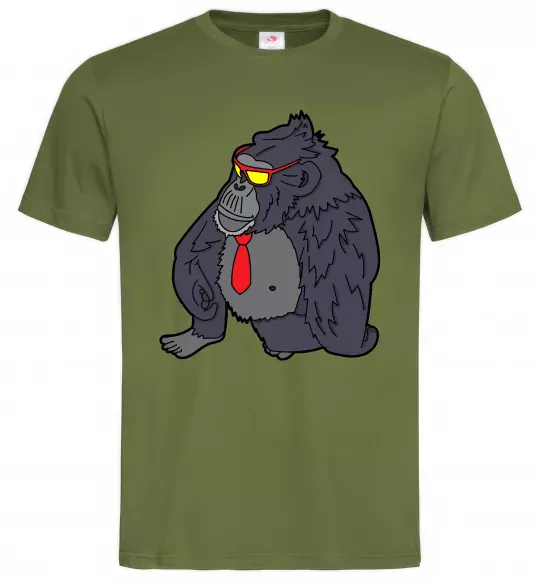 Мужская футболка Горила в окулярах Оливковый фото