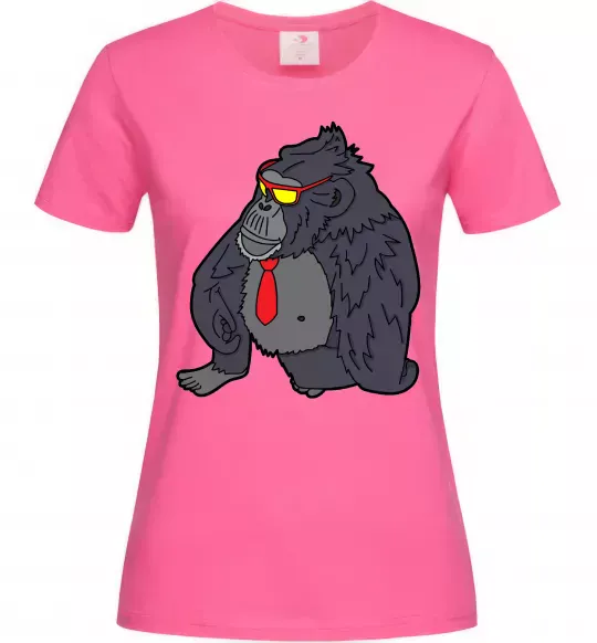 Женская футболка Горила в окулярах Ярко-розовый фото