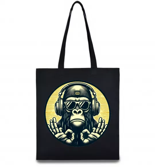 Эко-сумка Мавпа в навушниках і окулярах Черный фото