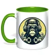 Чашка с цветной ручкой Мавпа в навушниках і окулярах Зеленый фото