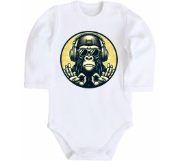 Детский боди Мавпа в навушниках і окулярах