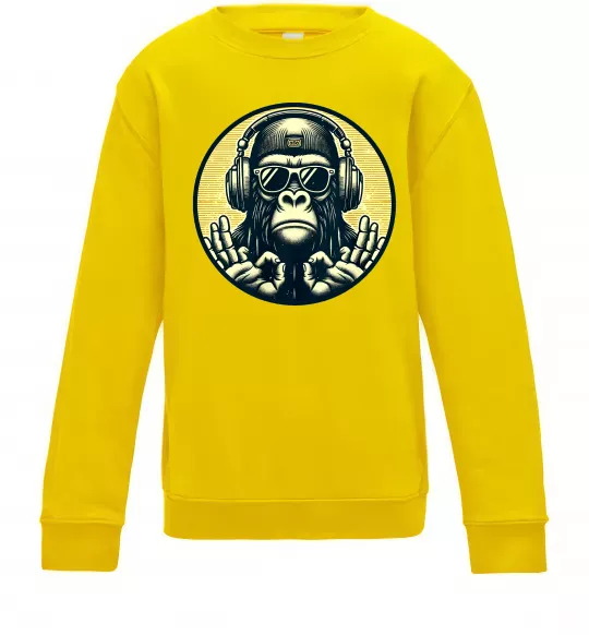 Детский Свитшот Мавпа в навушниках і окулярах Солнечно желтый фото