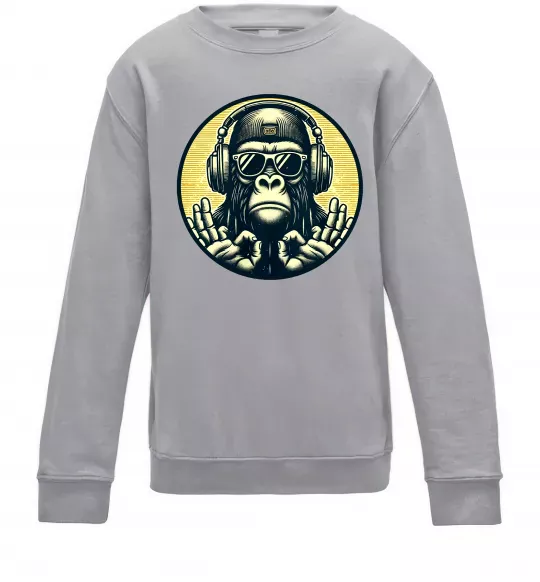 Детский Свитшот Мавпа в навушниках і окулярах Серый меланж фото