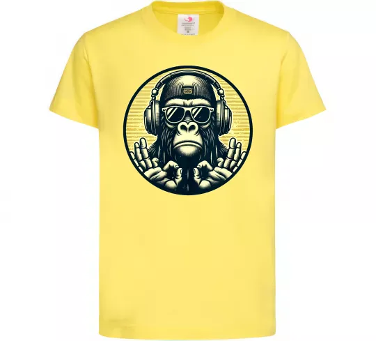 Дитяча футболка Мавпа в навушниках і окулярах Лимонний фото